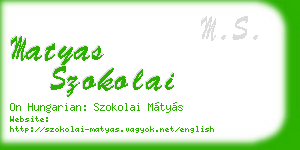 matyas szokolai business card
