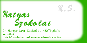 matyas szokolai business card